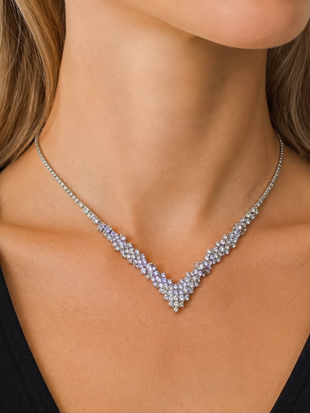 OUT OF STOCK V-Shaped Statement Necklace Bridal Prom Wedding